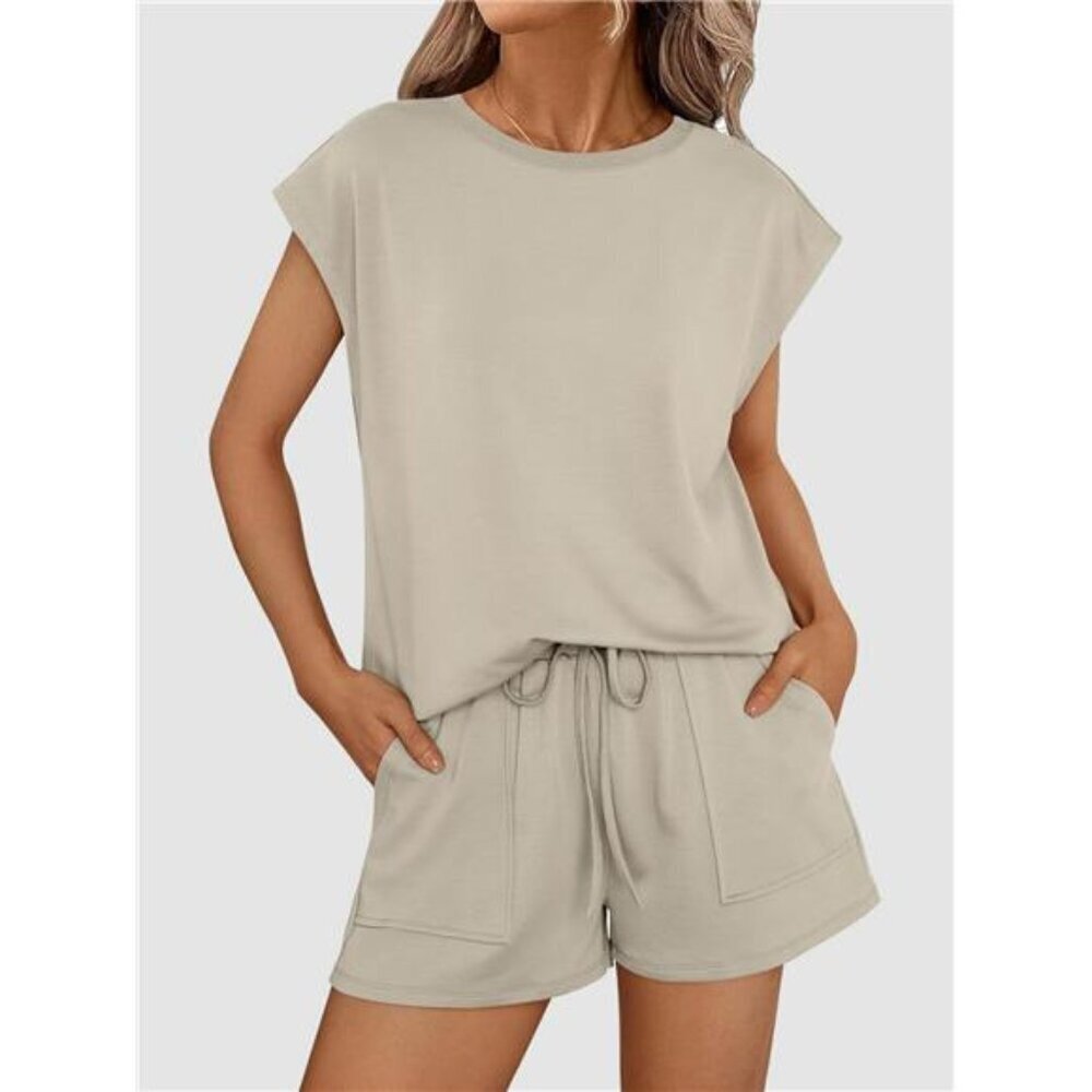 Round Neck Cap Sleeve Top and Shorts Set - Picture 11 of 16